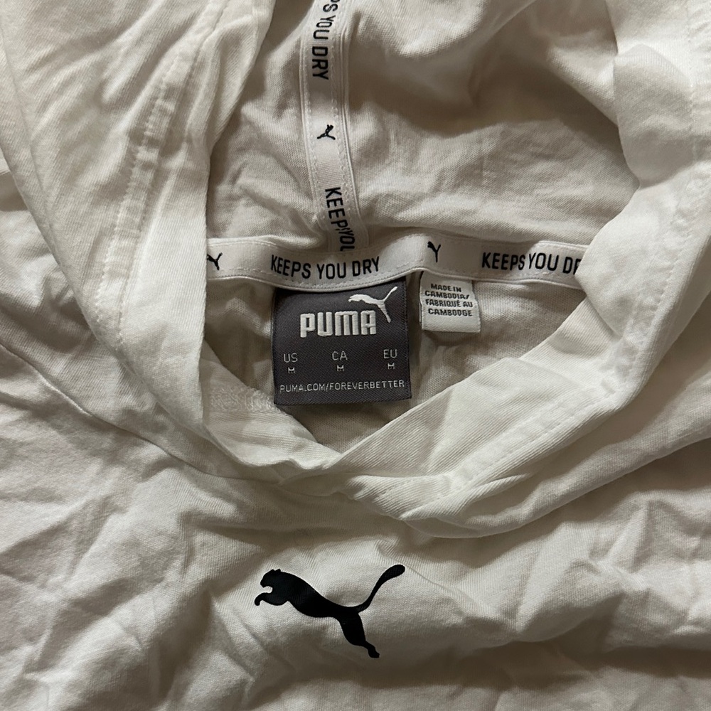 Puma White Hoodie with Black Sleeve Logo - Picture 2 of 2